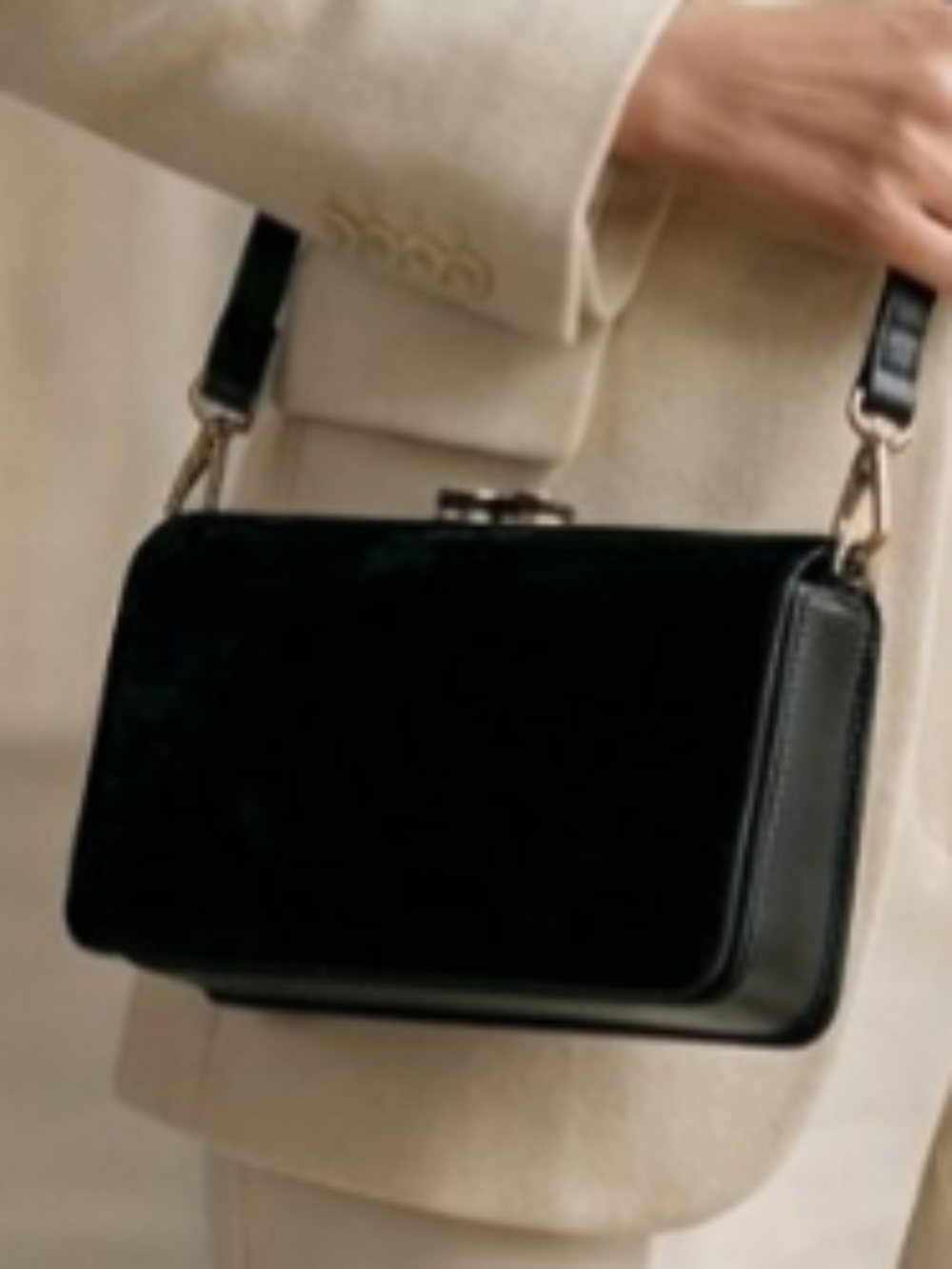 Aimee Kestenberg Velvet & Leather Kiss Lock Convertible Clutch Shoulder Bag